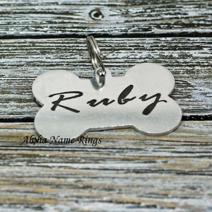 Aluminum Bone Dog ID Tag, Deep Laser Engraved Pet ID Tags for Medium to Large Dogs. 1 side. 2nd Side optional. NEW Lower price!!