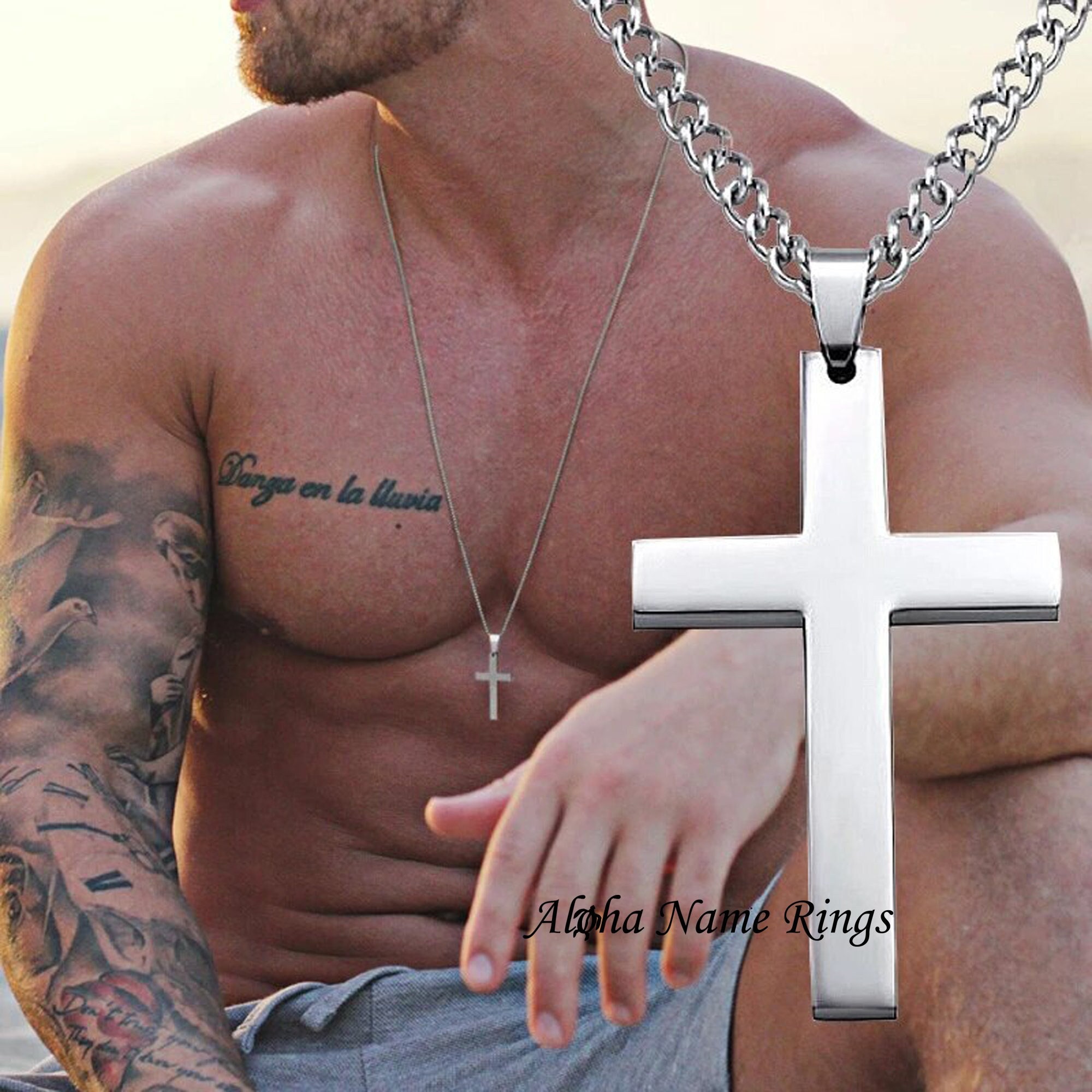 Cross necklace on shoulder | Rosary tattoo, Cross tattoo designs, Tattoos  for guys