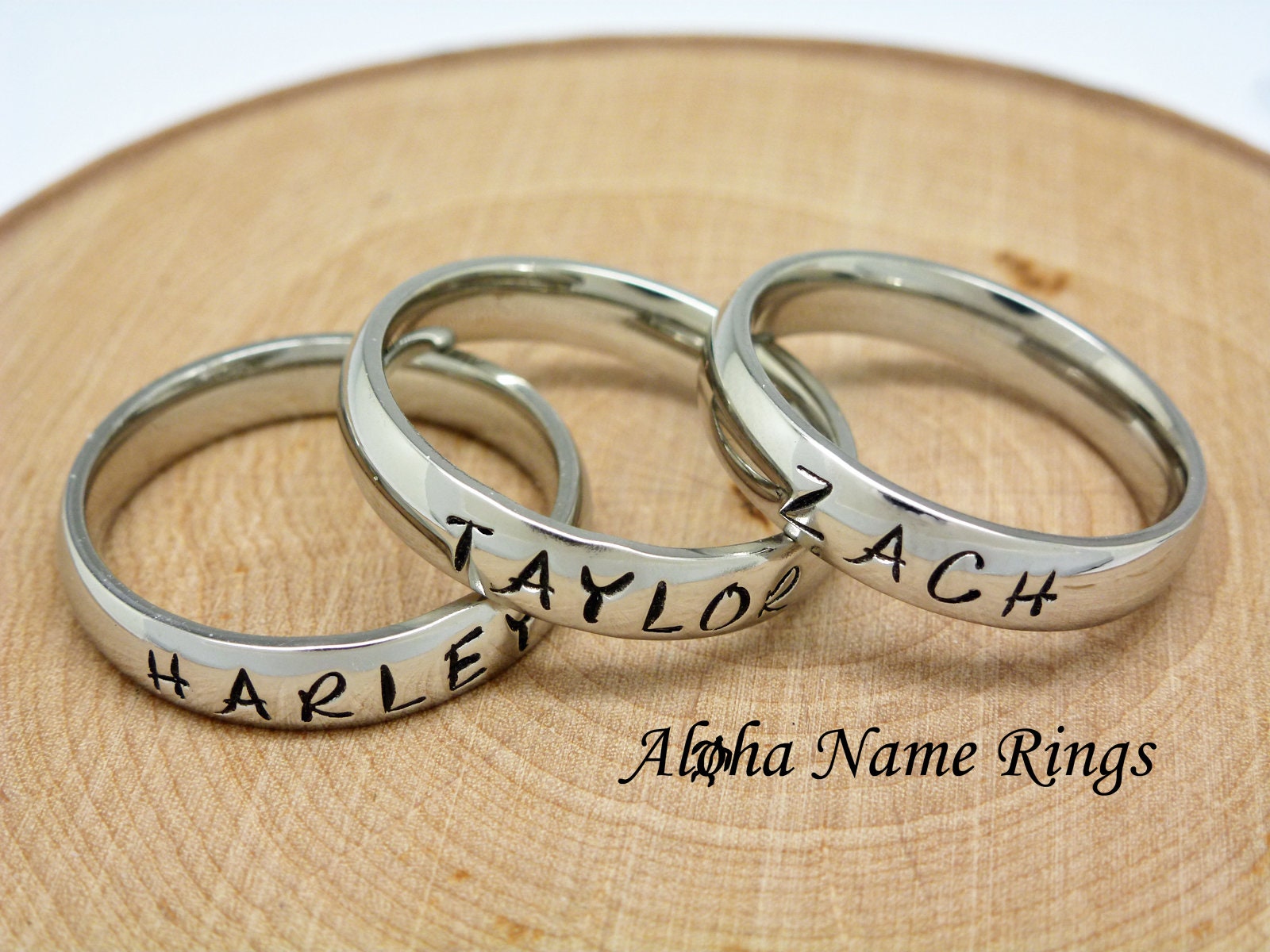 Hand Stamped Stainless Steel Ring 4mm Sibling Ring Etsy