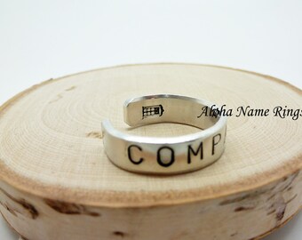 COMPANION - A Whovian must have!! Custom Hand Stamped Aluminum Rings. Dr. Who Cosplay