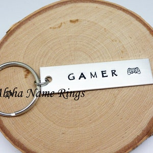 GAMER - Custom Hand Stamped Aluminum Key Chain. A Must for Gamers!