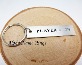 PLAYER 2 - Custom Hand Stamped Aluminum Key Chain. A Must for Gamers!