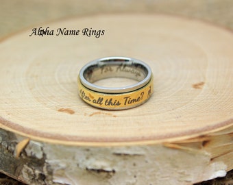 Steel & Gold Spinner Ring - Optional LASER Engraving Available 6-8mm - ANRH1659