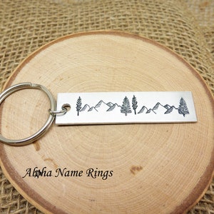 The Mountains are calling - Custom Hand Stamped Aluminum Key Chain