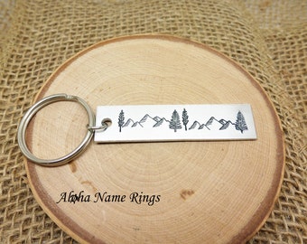 The Mountains are calling - Custom Hand Stamped Aluminum Key Chain