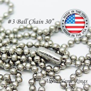 Made in USA 24 & 4 Milspec T304 Grade Stainless Steel Ball Chain Set for Dog Tags . NEW Lower Price