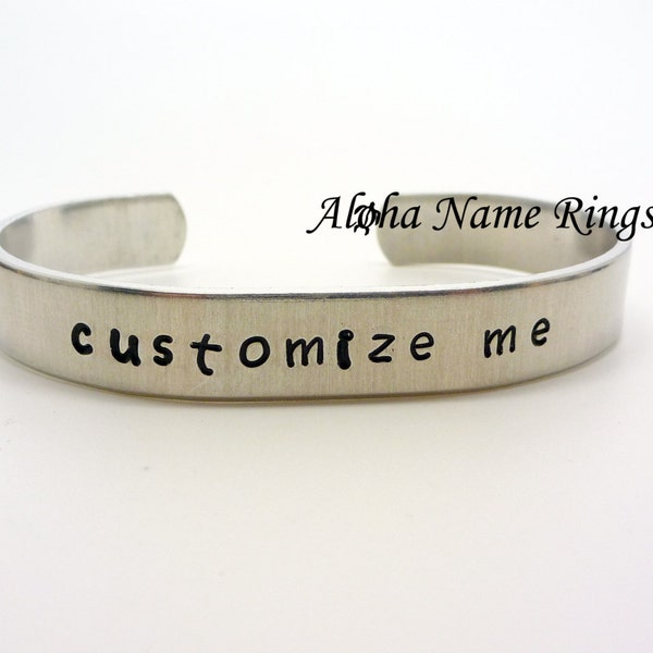 Custom Hand Stamped Personalized Aluminum or Copper Bracelet 3/8" x 6" Adjustable and fits most. You tell us what to Stamp!!