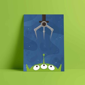 The Claw Alien Print, Toy story pixar inspired artwork, A4 Digital download,  Pizza Planet wall art