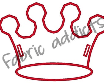 Princess or Prince Crown Banner Applique fits LARGE 11.81 x7.87 inch Hoop for Embroidery Machine - Automatic Download Multiple Formats