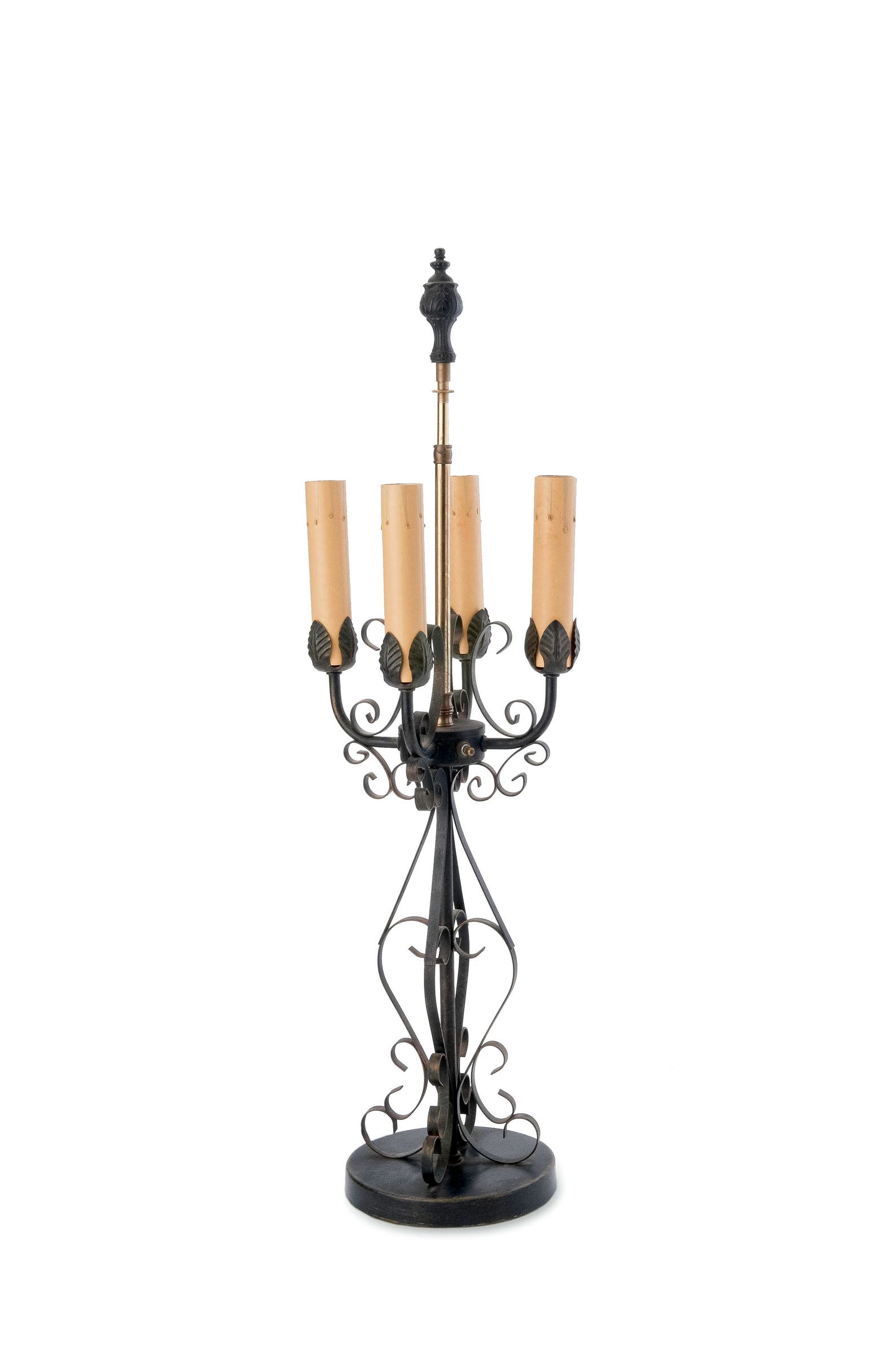 Vintage Wrought Iron Candelabra Table Lamp Hollywood Style Etsy