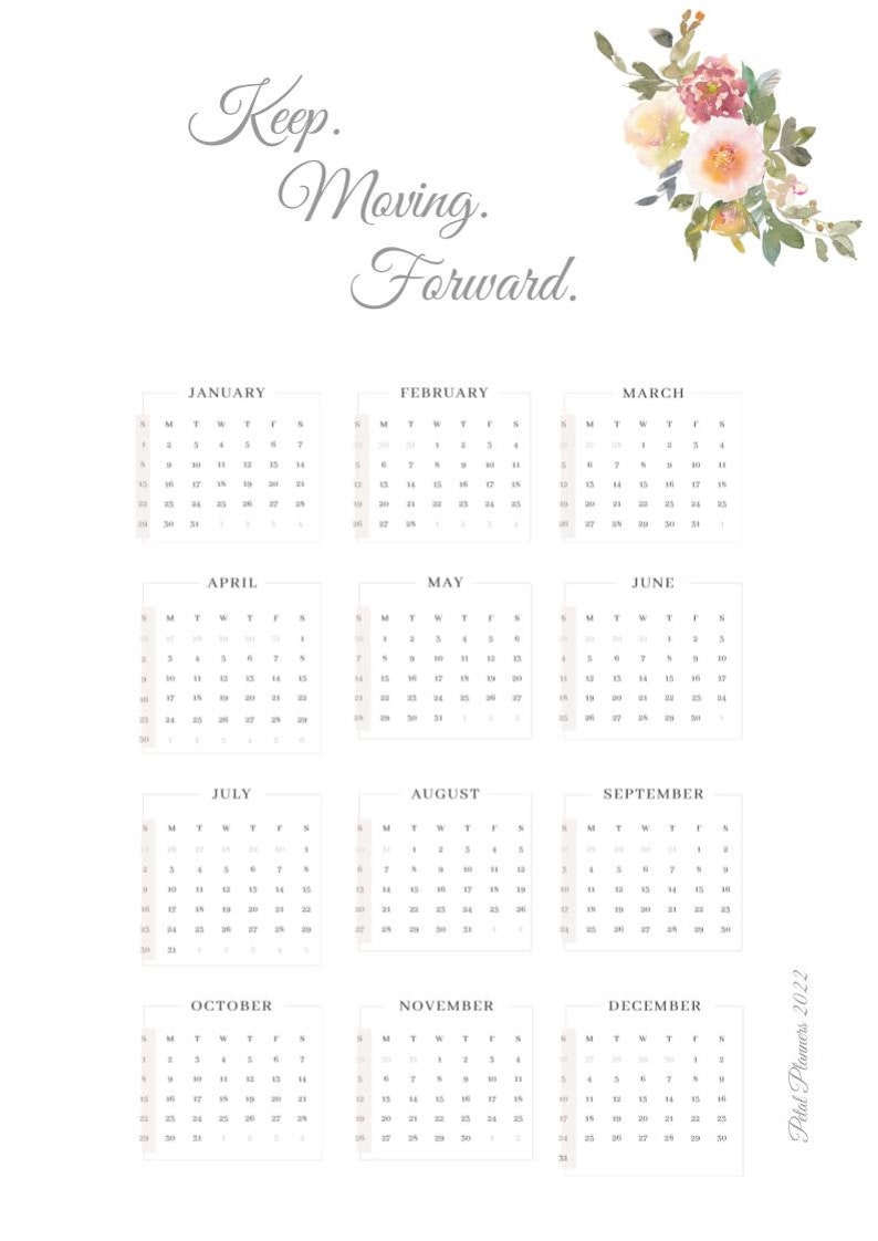 A4 Printable Wall Calendar. PDF Printable. Water Colour Design Etsy