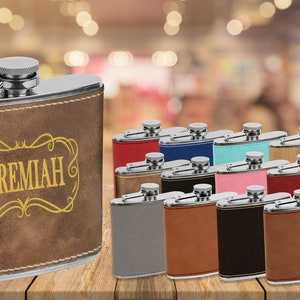 Pineville Kentucky Explore the Outdoors Souvenir Black Leather Wrapped Stainless Steel 7 oz Flask