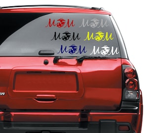 Vinyl MOM with USMC Eagle, Globe, and Anchor Decal, Marine Corps Gifts
