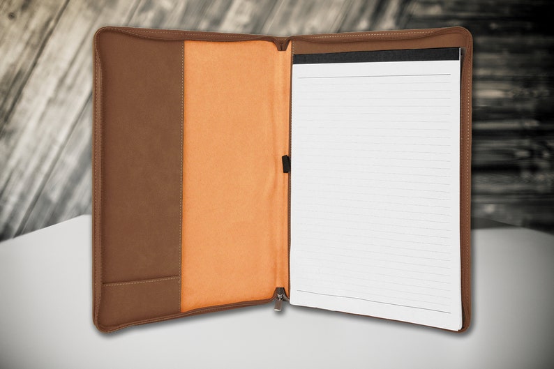 Leatherette Personalized Zipper Portfolio Notebook Organizer Etsy
