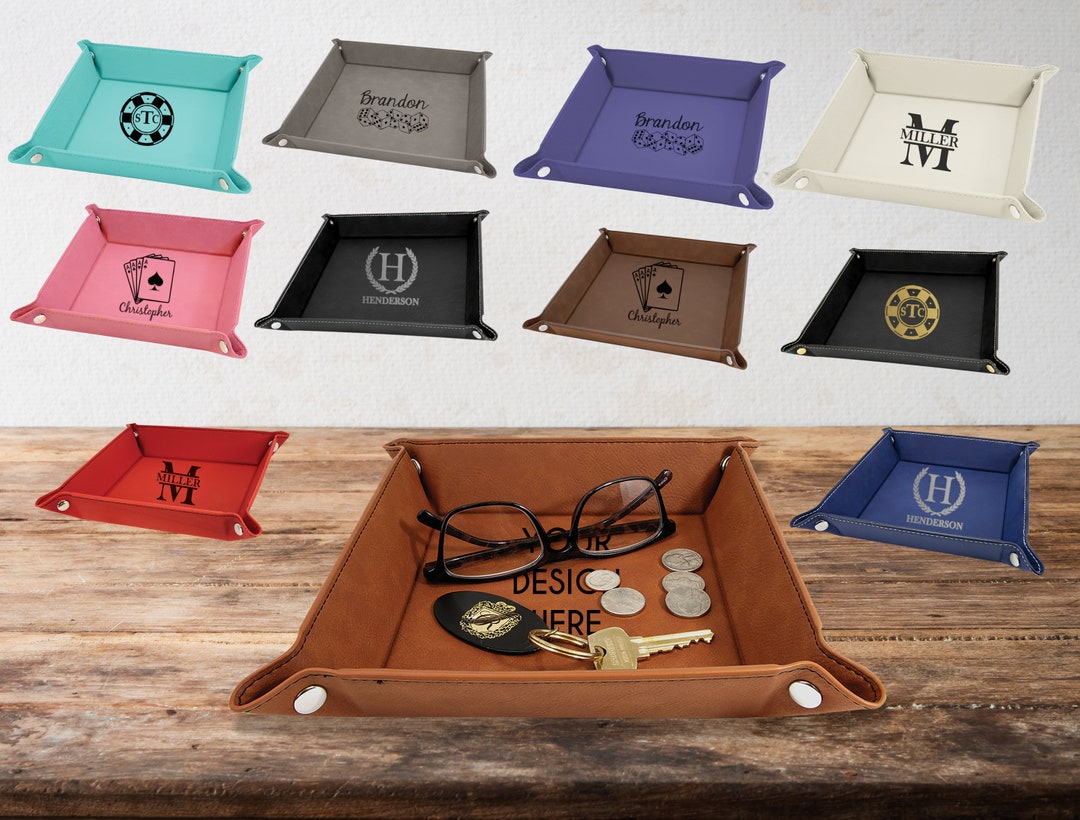 Large Dice Tray, Personalized Large Leatherette Snap up Tray, Custom