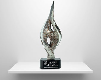 Glass Art Personalized Recognition Award- Spire Twist Design
