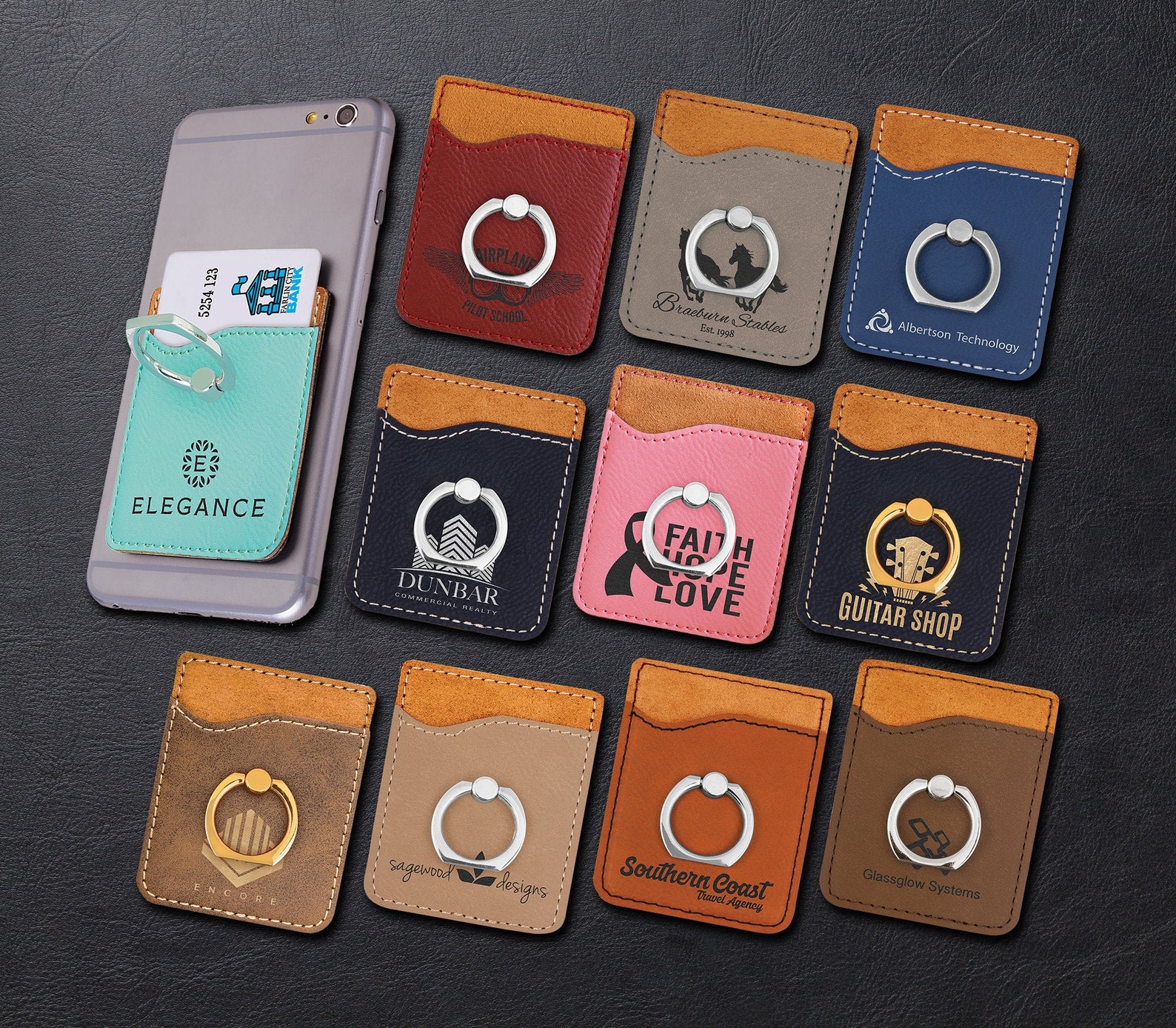 Personalized Leatherette Phone Wallet Custom Engraved Travel Etsy