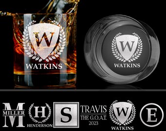Personalized Engraved Whiskey Glass, Scotch, Bourbon, Rocks Glass