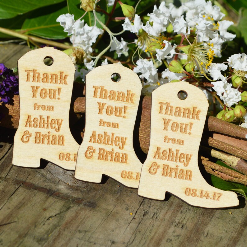 Wooden Boot Favor Gift Tags Thank You Tags Laser Cut Favors Etsy