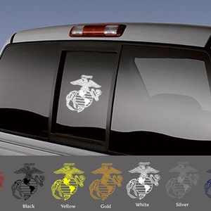 Marine Window Decal, 6.75" x 7.5" Medium Vinyl USMC Eagle, Globe, and Anchor Decal, Marine Corps Gifts