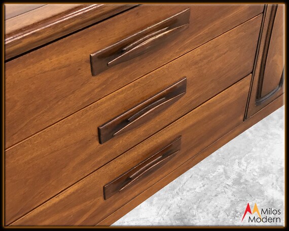 60s Mid Century Modern Broyhill Emphasis Walnut Wood Dresser Etsy