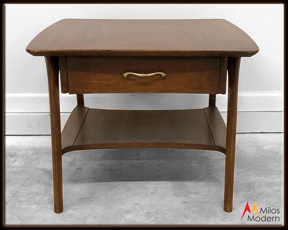 Vintage 60s Mid Century Modern Walnut Wood End Side Table Etsy