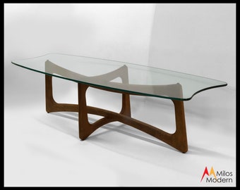 Mid-Century Modern Adrian Pearsall Walnut w/ Glass Top Dog Bone Coffee Table