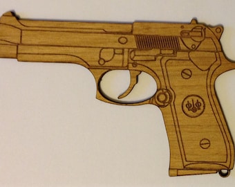 Beretta 92 Pistol Wooden Fridge Magnet