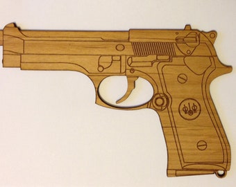 Beretta 92 Pistol Wooden Fridge Magnet (Large)