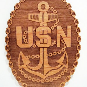US Navy Chief Petty Officer Anchor Wooden Fridge Magnet
