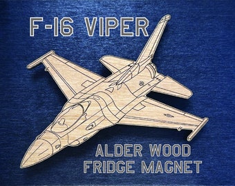 F-16 Wooden Fridge Magnet (2 Size Options)