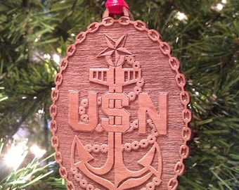 US Navy Senior Chief Petty Officer Wooden Ornament