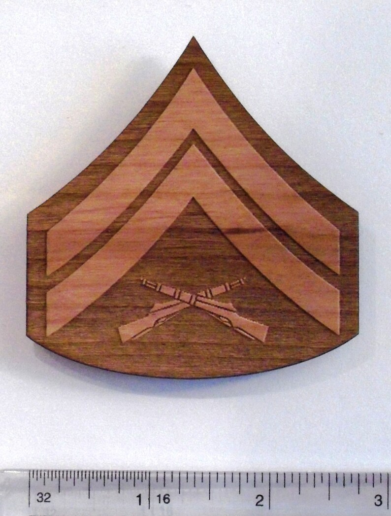 USMC Corporal Insignia Wooden Fridge Magnet image 2