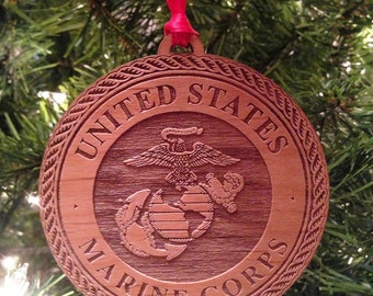 USMC Logo Wooden Ornament