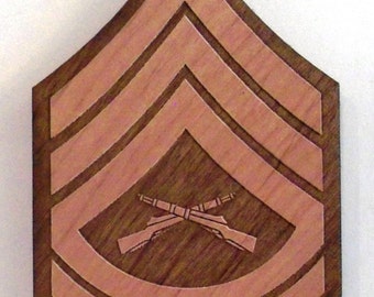 USMC Gunnery Sergeant Insignia Wooden Fridge Magnet