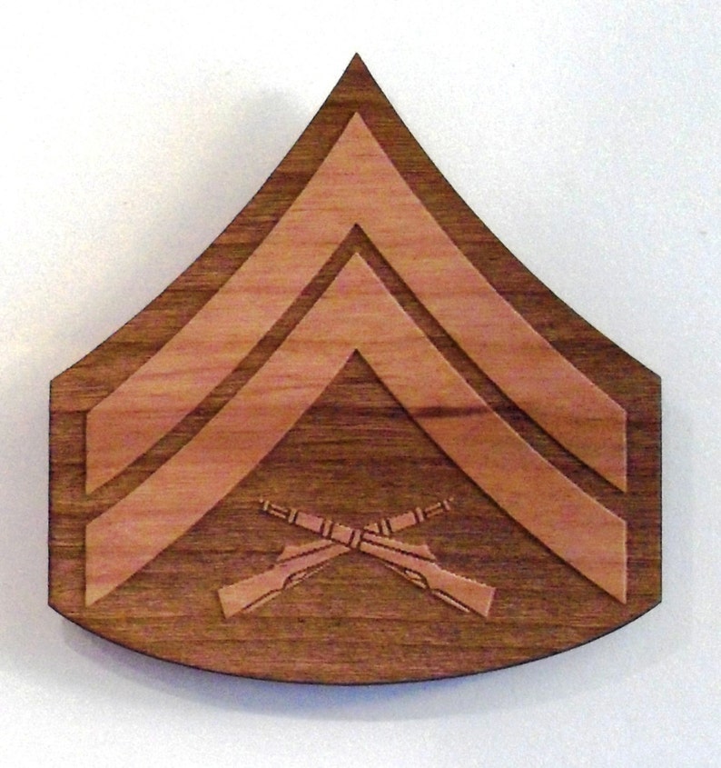 USMC Corporal Insignia Wooden Fridge Magnet image 1