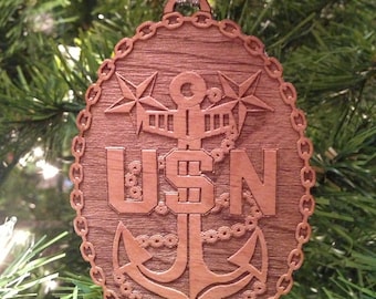 US Navy Master Chief Petty Officer Wooden Ornament