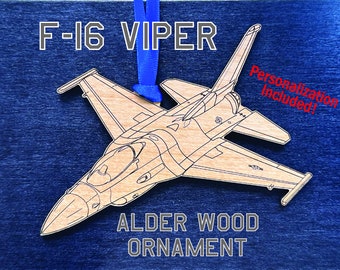 F-16 Wooden Ornament (Personalization Included)