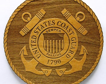 US Coast Guard Logo Wooden Fridge Magnet