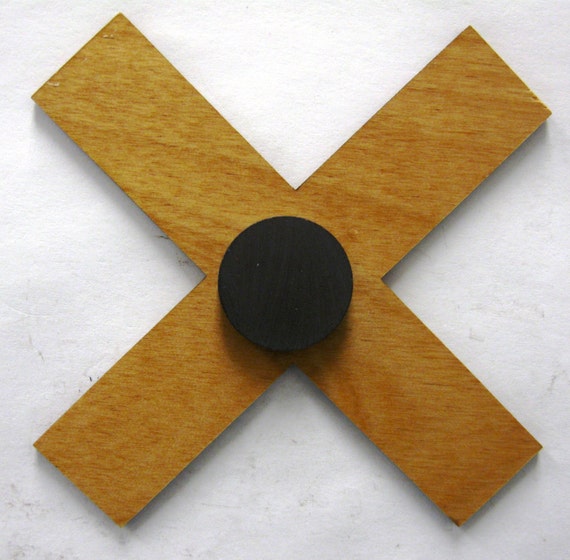 Small Railroad Crossing X Sign Wooden Fridge Magnet