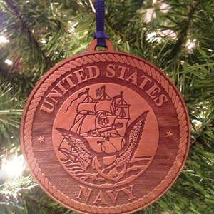 US Navy Logo Wooden Ornament