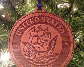 US Navy Logo Wooden Ornament