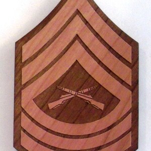 USMC Master Sergeant Insignia Wooden Fridge Magnet