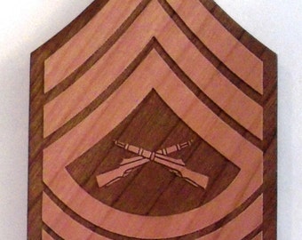 USMC Master Sergeant Insignia Wooden Fridge Magnet