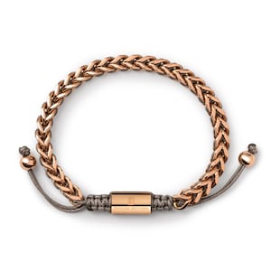 Rose Gold Woven Chain Bracelet in Gray by Dowling Brothers