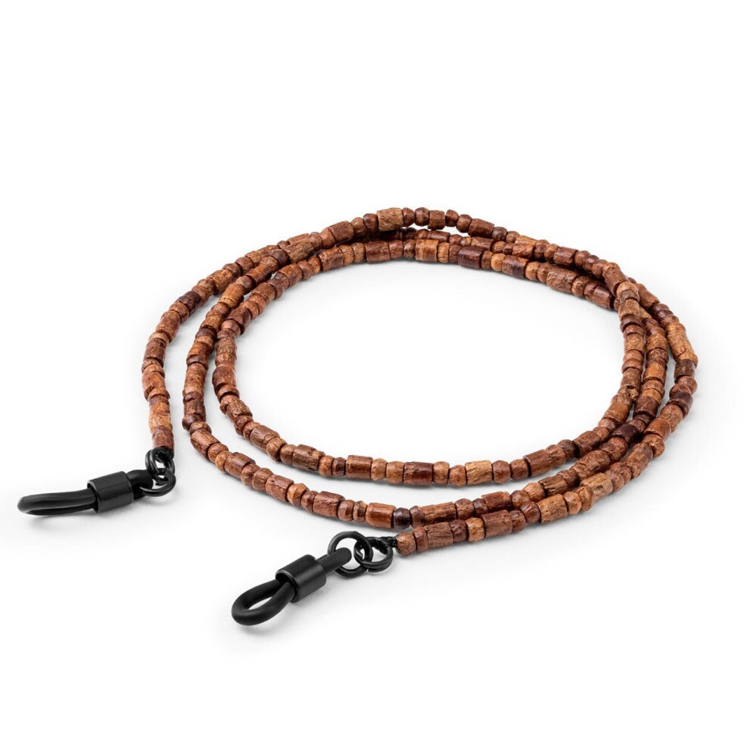 Brown Wood Bead Beaded Sunglasses Glasses Lanyard Strap Etsy