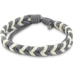 Gray and White Cotton Rope Friendship Minimalist Chevron Bracelet