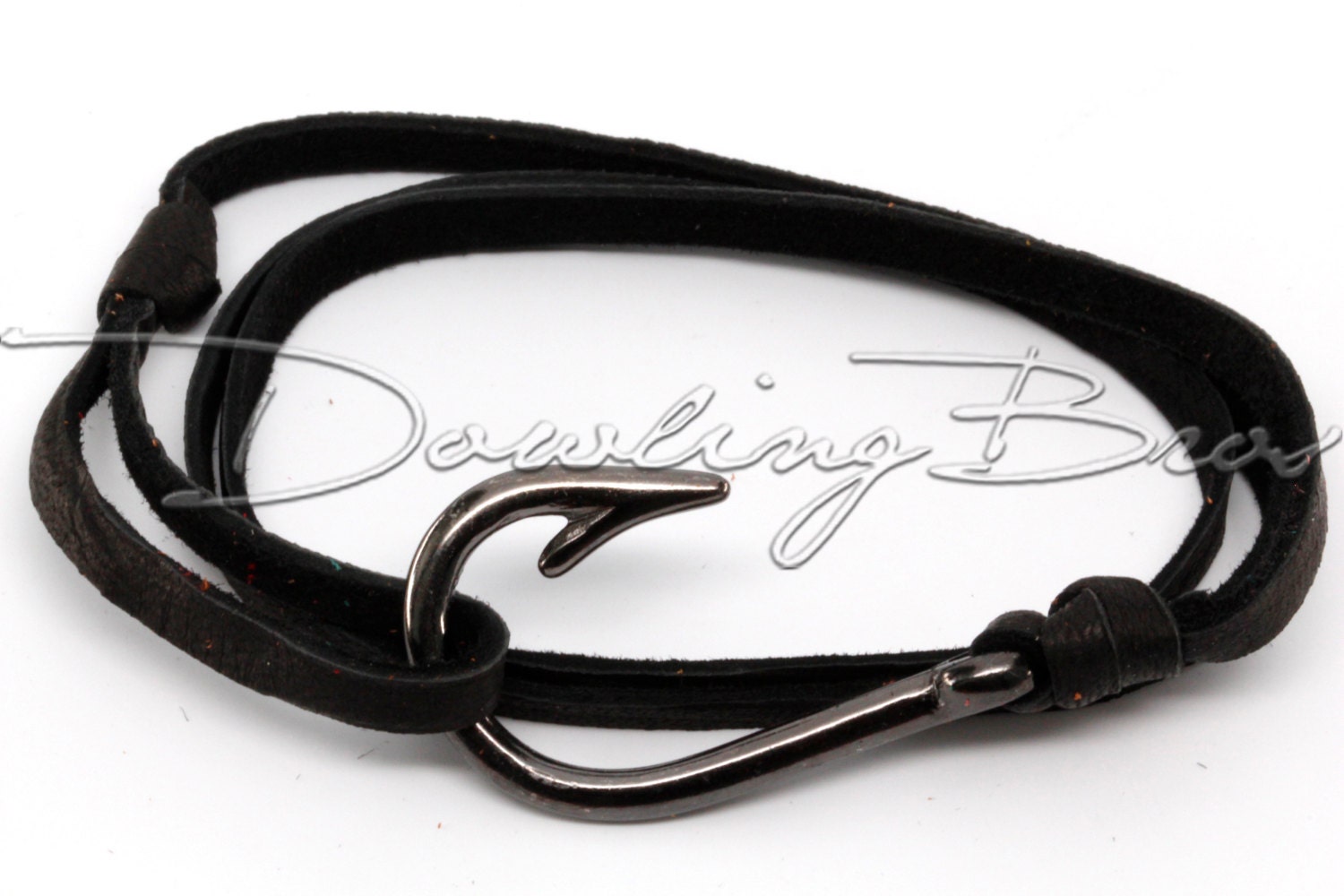 Adjustable Nautical Silver Fish Hook Bracelet on Genuine - Etsy