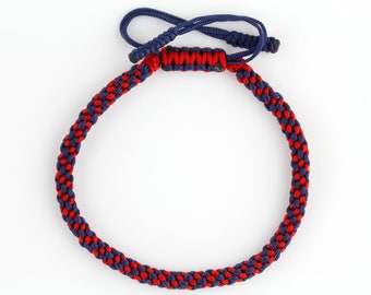 Navy Red Braid Tibetan Buddhist Lucky Camp Friendship Mantra Bracelet
