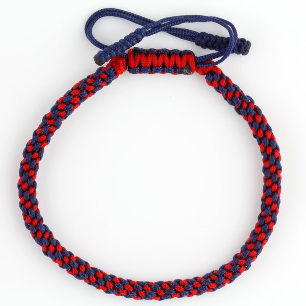 Navy Red Braid Tibetan Buddhist Lucky Camp Friendship Mantra Bracelet